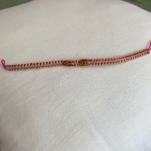 Handwoven anklet or bracelet w/ wood beads